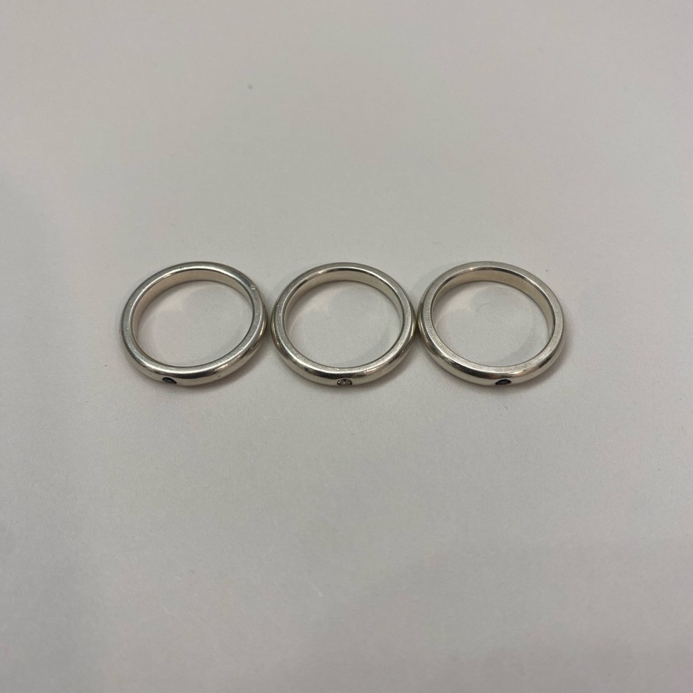 3 Tiffany & Co. Sterling Silver 925 Stacking Rings Sapphire & Diamond size 3 3/4 - Picture 2 of 6